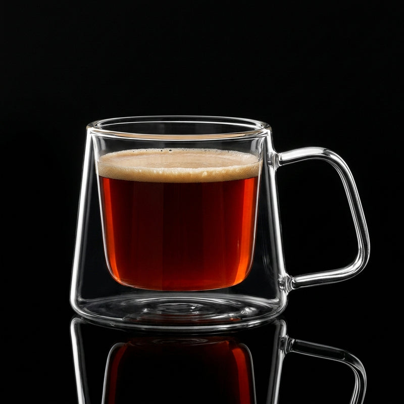 Kafejnica Double Wall Borosilicate Glass Coffee Mug with Handle – Heat-Resistant