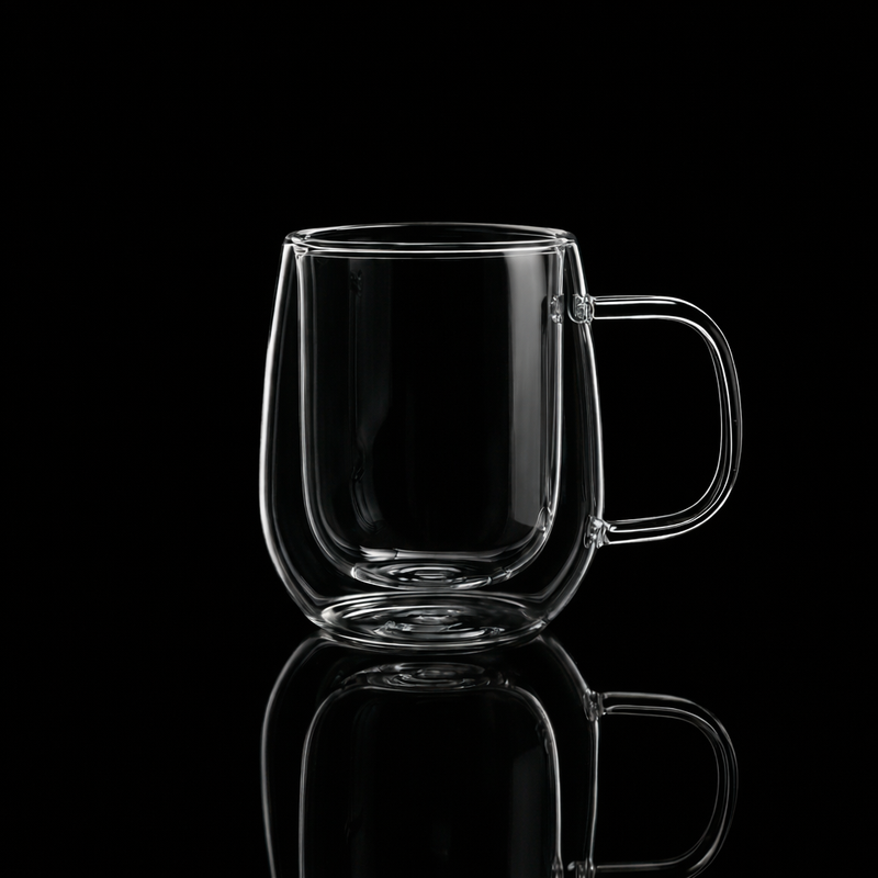 Kafejnica Double Wall Insulated Glass Coffee Cup with Handle