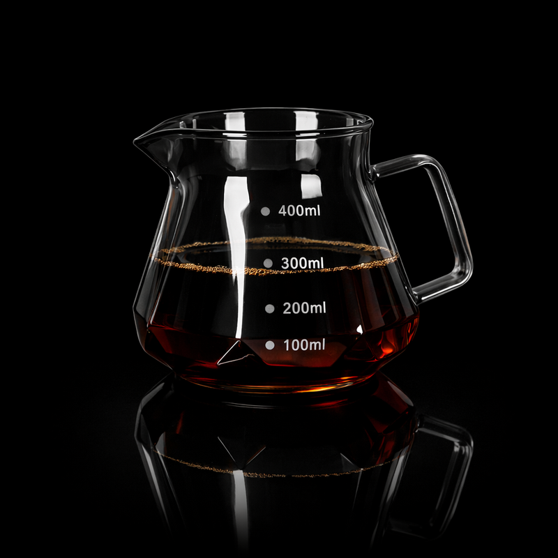 Kafejnica Smoky Grey Diamond Glass Coffee Pot - 360ml Heatproof Server