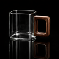 Kafejnica Minimalist Thick Glass Coffee Mug with Wooden Handle – Heat-Resistant