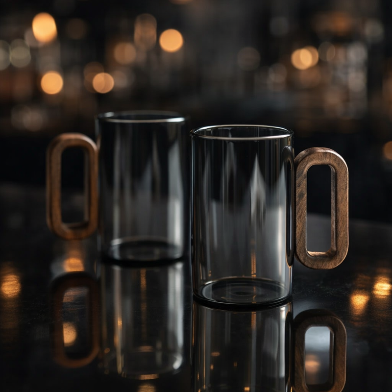 Kafejnica Borosilicate Glass & Wood Coffee Cup – Large Capacity