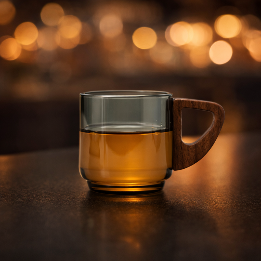 Kafejnica-KAF-TZA-10-7-transparent-glass-tea-cup-with-walnut-wood-handle-anti-scald