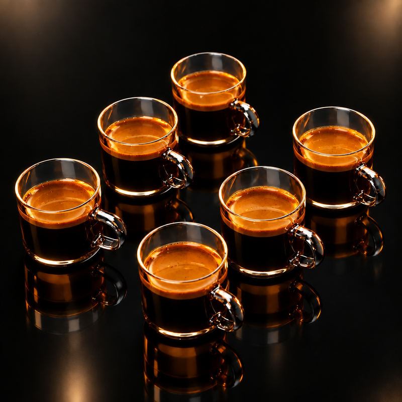 Kafejnica Glass Teacup Set – 100ml Heat-Resistant Cups (6 Pieces)