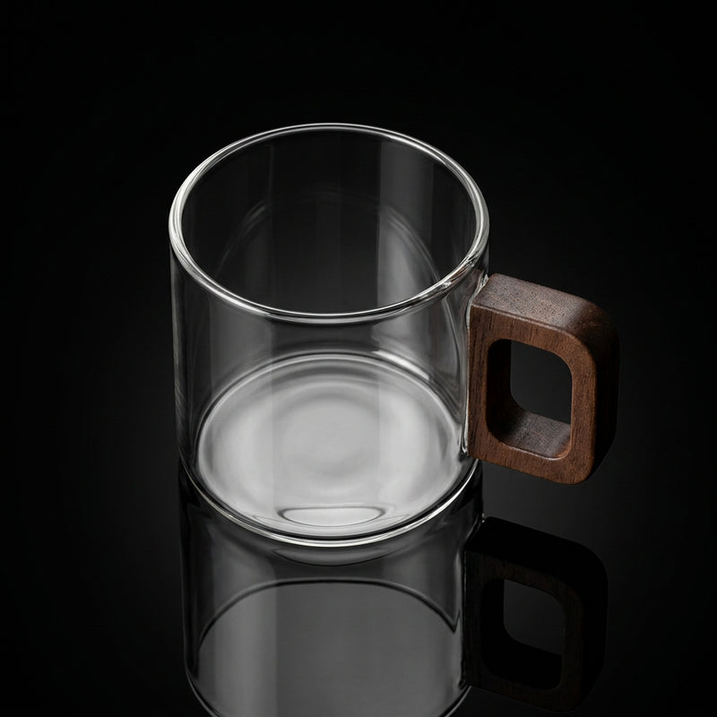 Kafejnica Borosilicate Glass Espresso Cup with Walnut Wood Handle