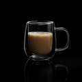 Kafejnica Double Wall Insulated Glass Coffee Cup with Handle