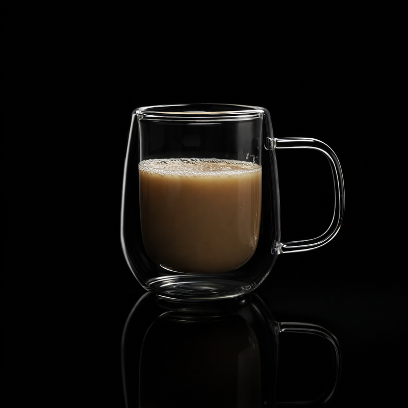 Kafejnica Double Wall Insulated Glass Coffee Cup with Handle