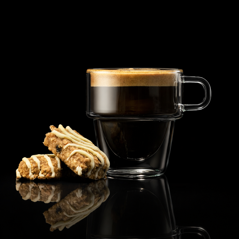 Kafejnica Stackable Double Wall Espresso Glass Cups Set with Handle – Borosilicate