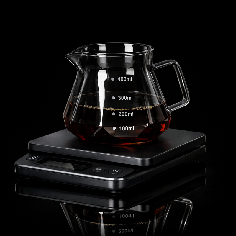 Kafejnica Smoky Grey Diamond Glass Coffee Pot - 360ml Heatproof Server