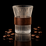 Kafejnica Japanese-Style Glass Coffee Mug – Walnut Wood Sleeve (170ml & 300ml)