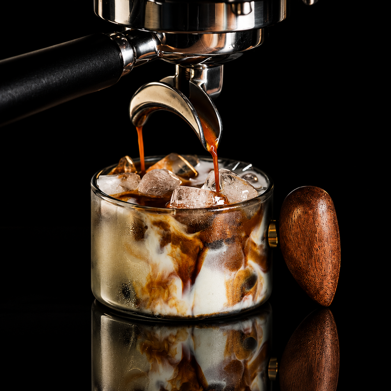 Kafejnica Borosilicate Glass Cup with Handle & Wooden Tray – Retro Coffee Set (200–400ml)