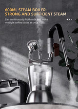 Kafejnica Stainless Steel Steam Milk Frother – Portable Stovetop Steam Boiler for Latte Art