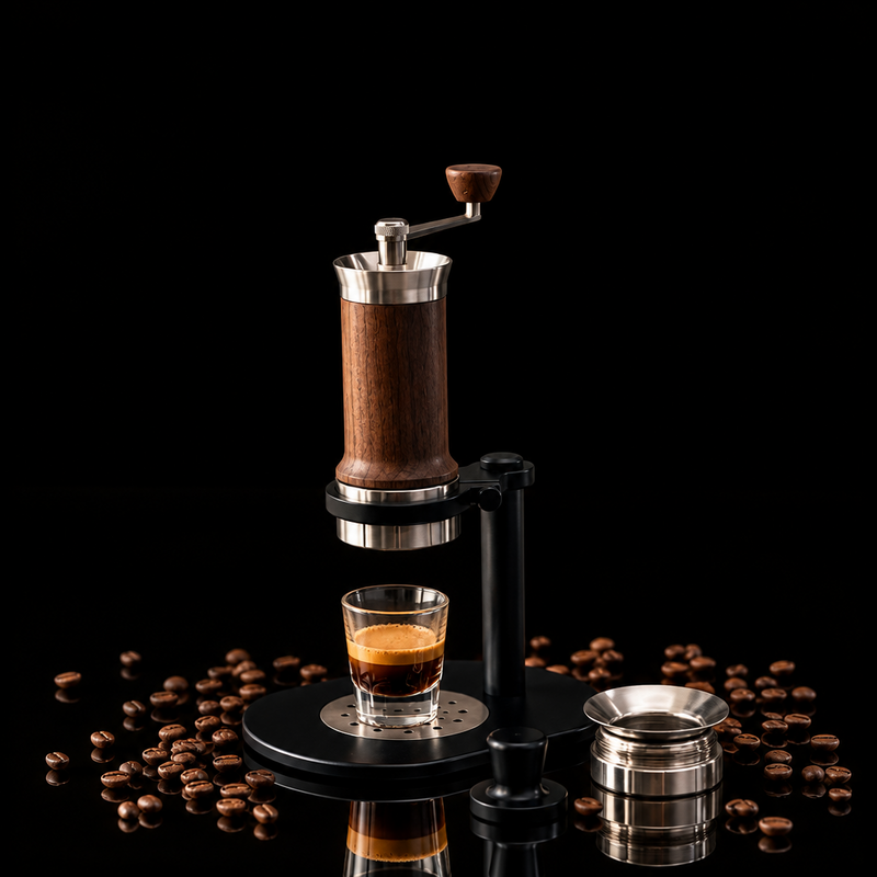 Kafejnica Hand-Cranked Espresso Machine – Portable Solid Wood Manual Coffee Maker
