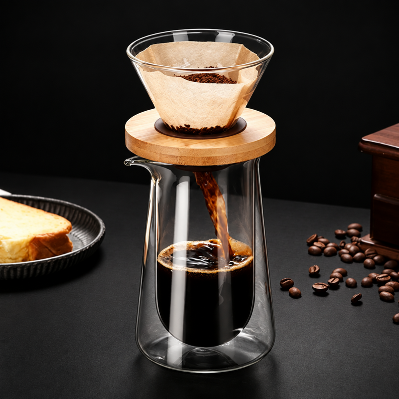 Kafejnica Double Wall Glass Coffee Server – 400ml Borosilicate Pour-Over Carafe